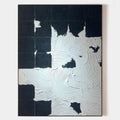 Original hand painted black white impasto abstract oil painting canvas wall art, nordic scandinavian elegant luxury modern living room