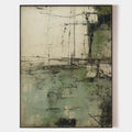 Original hand painted sage green abstract oil painting canvas wall art, nordic scandinavian minimalist elegant luxury modern living roo