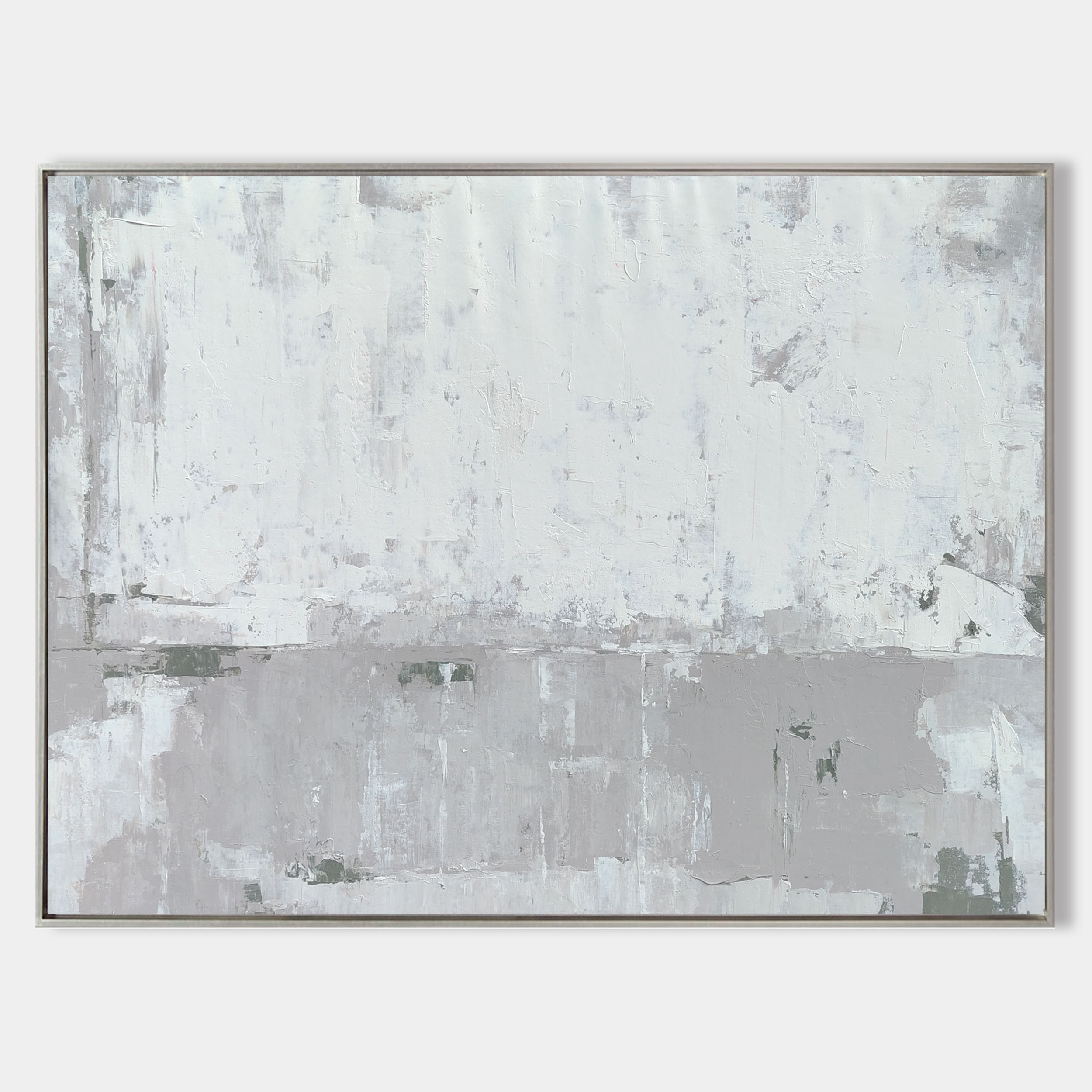 Original hand painted grey white abstract oil painting canvas wall art, nordic scandinavian minimalist elegant luxury modern living roo