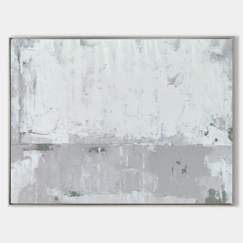 Original hand painted grey white abstract oil painting canvas wall art, nordic scandinavian minimalist elegant luxury modern living roo