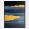 Original hand painted navy blue gold textured abstract oil painting canvas wall art, nordic scandinavian elegant luxury modern coastal