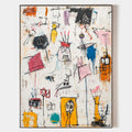 Original hand painted abstract oil painting canvas, bold expressive figures in amber orange pink black, modern luxury wall art home dec