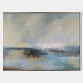 Original hand painted misty coastal abstract oil painting canvas, blue grey ivory tones, nordic scandinavian elegant luxury modern home