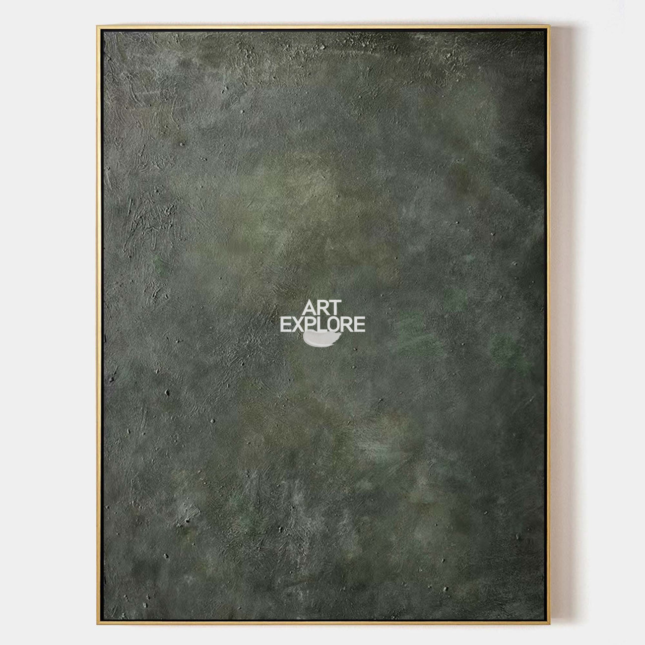 Original hand painted sage olive green textured abstract oil painting canvas wall art, nordic scandinavian minimalist elegant luxury mo