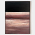 Original hand painted black and dusty rose abstract seascape oil painting canvas wall art, nordic scandinavian minimalist elegant luxur