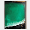 Original hand painted emerald green abstract oil painting canvas wall art, black gold nordic scandinavian elegant luxury modern living