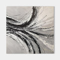 Original hand painted black grey white abstract oil painting canvas wall art, nordic scandinavian elegant luxury modern living room hom