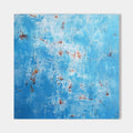 Original hand painted sky blue abstract oil painting canvas wall art, coastal rust texture, elegant luxury modern nordic scandinavian h