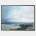 Original hand painted blue white charcoal abstract coastal oil painting canvas wall art, nordic scandinavian minimalist elegant luxury