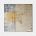 Original hand painted gold blue abstract oil painting canvas wall art, vintage cross motif, nordic scandinavian elegant luxury modern h