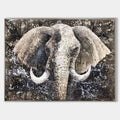 Original hand painted abstract elephant oil painting canvas wall art, charcoal ash ivory textured luxury elegant modern nordic scandina