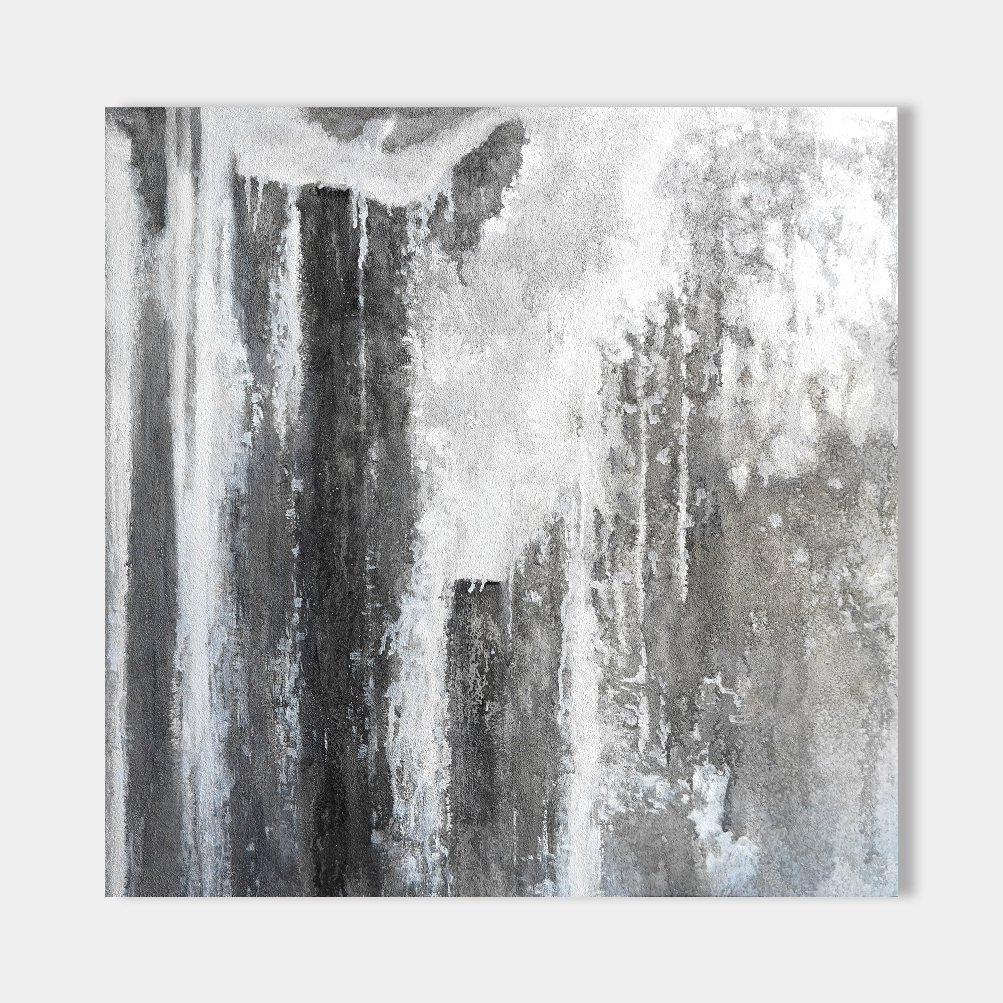 Original hand painted charcoal grey white abstract oil painting canvas wall art, nordic scandinavian minimalist elegant luxury modern l