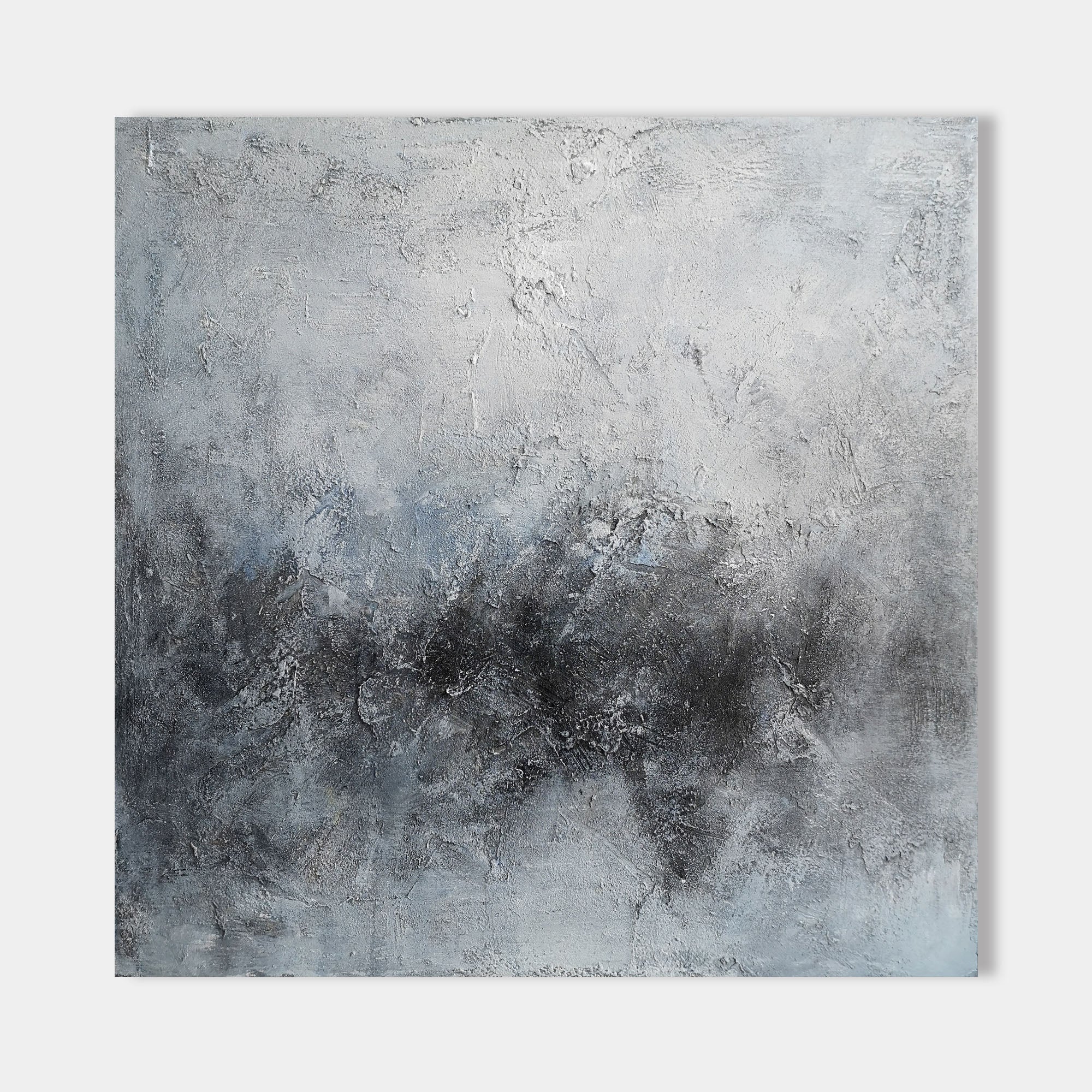 Original hand painted charcoal grey abstract oil painting canvas wall art, nordic scandinavian minimalist elegant luxury modern living