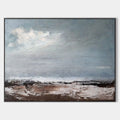 Original hand painted slate blue grey coastal abstract oil painting canvas wall art, nordic scandinavian elegant luxury modern living r