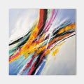 Original hand painted abstract oil painting vivid yellow orange magenta teal strokes grey canvas luxury modern nordic scandinavian eleg