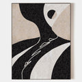 Hand painted black ivory beige organic abstract original oil painting canvas wall art, nordic scandinavian minimalist elegant luxury mo