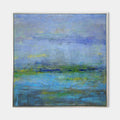 Original hand painted misty blue lavender abstract coastal oil painting canvas wall art, nordic scandinavian elegant luxury modern home