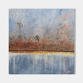 Original hand painted abstract oil painting, blue grey rust copper textured landscape canvas wall art, nordic scandinavian elegant luxu
