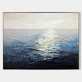 Original hand painted deep navy blue ocean oil painting canvas wall art, coastal elegant luxury modern nordic scandinavian home decor i