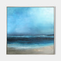 Original hand painted deep navy teal coastal ocean oil painting canvas wall art, nordic scandinavian minimalist elegant luxury modern h