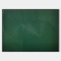 Original hand painted emerald green geometric concentric arch oil painting canvas wall art, nordic scandinavian minimalist elegant luxu