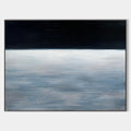 Original hand painted navy black misty grey abstract seascape oil painting canvas wall art, nordic scandinavian minimalist elegant luxu
