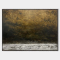 Original hand painted gold black abstract oil painting canvas wall art, textured moody atmospheric nordic elegant luxury modern home de