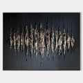 Original hand painted black gold textured abstract oil painting canvas wall art, nordic scandinavian elegant luxury modern living room