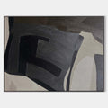Original hand painted black charcoal grey geometric abstract oil painting canvas wall art, nordic scandinavian elegant luxury modern li