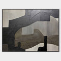 Original hand painted charcoal grey taupe geometric abstract oil painting canvas wall art, nordic scandinavian minimalist elegant luxur