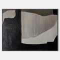 Hand painted black ivory abstract oil painting canvas wall art, curved geometric forms, nordic scandinavian elegant luxury modern inter