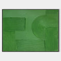 Original hand painted emerald green geometric textured oil painting canvas wall art, nordic scandinavian minimalist elegant luxury mode