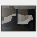 Original hand painted black charcoal grey geometric abstract oil painting canvas wall art, nordic scandinavian minimalist elegant luxur