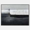 Original hand painted black charcoal white abstract oil painting canvas wall art, nordic scandinavian minimalist elegant luxury modern