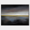 Original hand painted ochre gold dark abstract landscape oil painting canvas wall art, nordic scandinavian minimalist elegant luxury mo