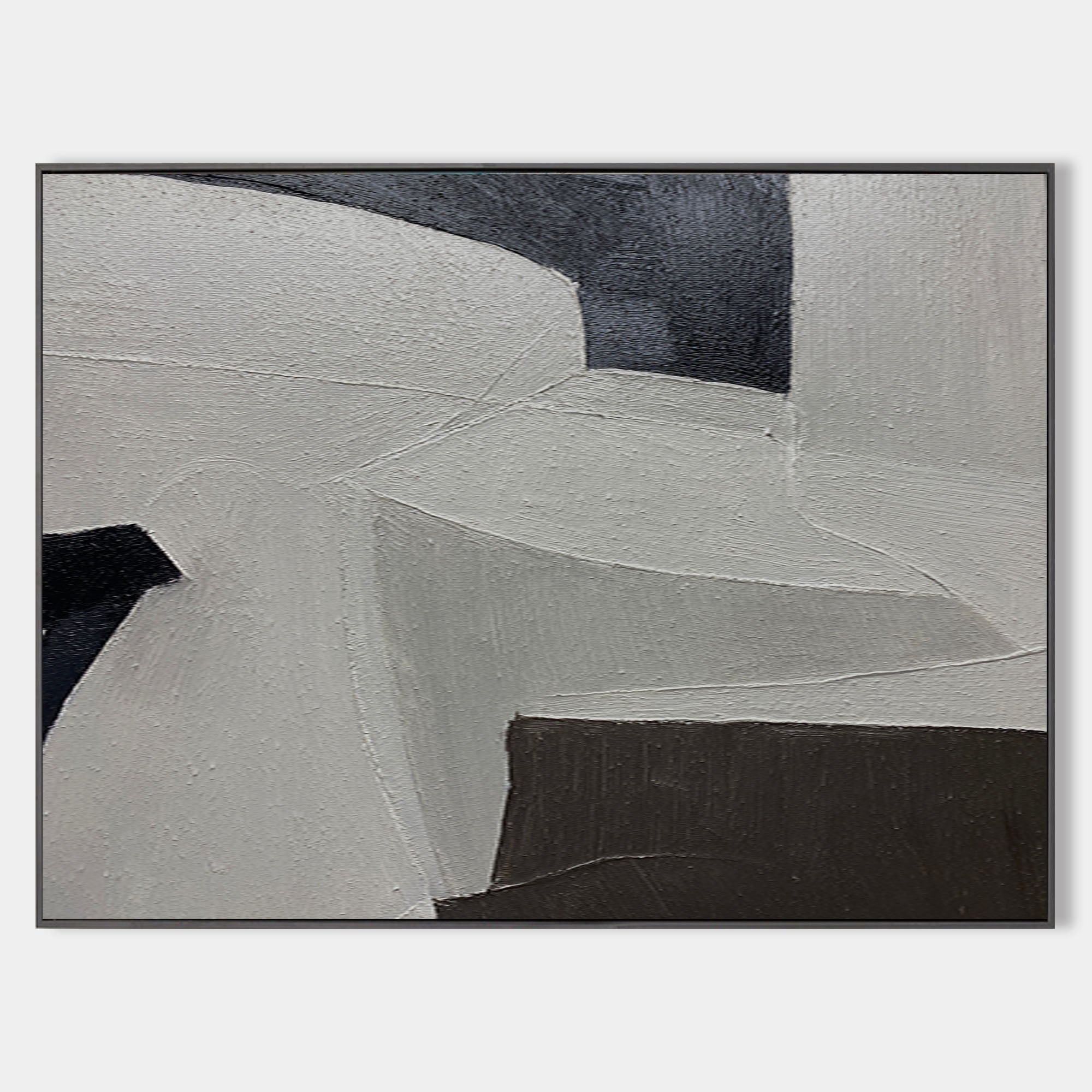 Original hand painted grey white black abstract oil painting canvas wall art, nordic scandinavian minimalist elegant luxury modern livi