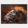 Original hand painted crimson amber abstract horse oil painting canvas wall art, bold luxury modern elegant home decor interior design