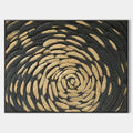 Original hand painted black gold spiral abstract oil painting canvas wall art, elegant luxury modern nordic scandinavian interior desig