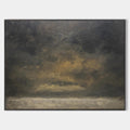 Original hand painted dark charcoal amber storm cloud oil painting canvas wall art, nordic scandinavian moody elegant luxury modern liv