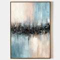 Original hand painted blue blush black textured abstract oil painting canvas wall art, nordic scandinavian elegant luxury modern living
