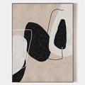 Original hand painted black beige abstract oil painting canvas wall art, nordic scandinavian minimalist elegant luxury modern living ro