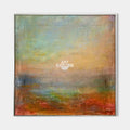 Original hand painted warm sienna teal abstract atmospheric landscape oil painting canvas, nordic scandinavian elegant luxury modern li