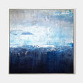 Original hand painted deep navy blue abstract ocean oil painting canvas wall art, nordic scandinavian elegant luxury modern coastal int