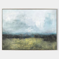 Original hand painted blue grey gold abstract landscape oil painting canvas wall art, nordic scandinavian minimalist elegant luxury mod