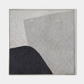 Original hand painted black white textured abstract oil painting canvas wall art, organic curve silhouette nordic scandinavian minimali