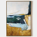 Original hand painted teal and gold coastal abstract oil painting canvas wall art, elegant modern scandinavian luxury living room home