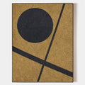 Original hand painted ochre black geometric abstract oil painting canvas wall art, nordic scandinavian minimalist elegant luxury modern