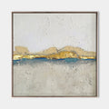 Original hand painted gold leaf teal grey coastal abstract oil painting canvas wall art, nordic scandinavian minimalist elegant luxury