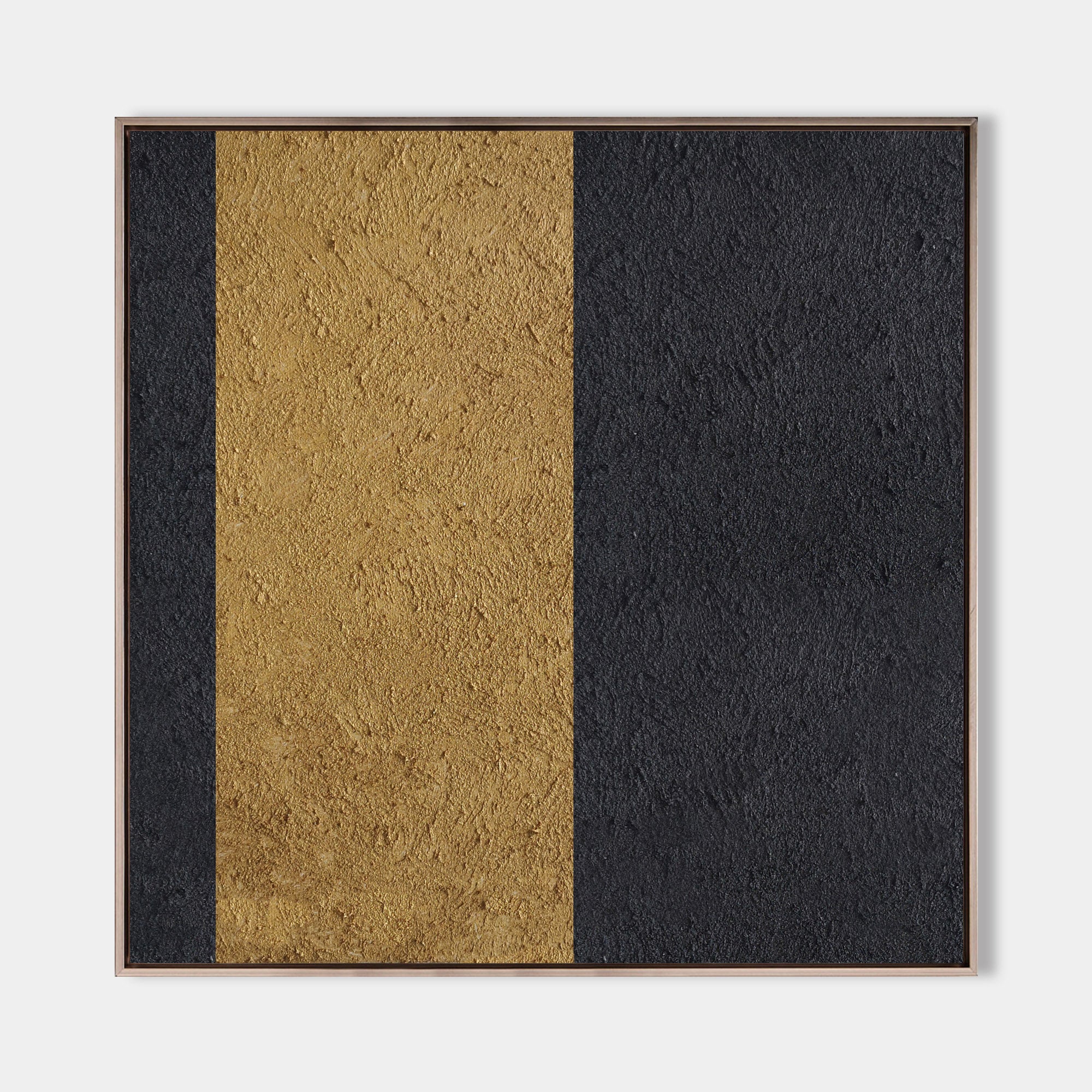 Original hand painted black gold geometric textured oil painting canvas wall art, nordic scandinavian minimalist elegant luxury modern