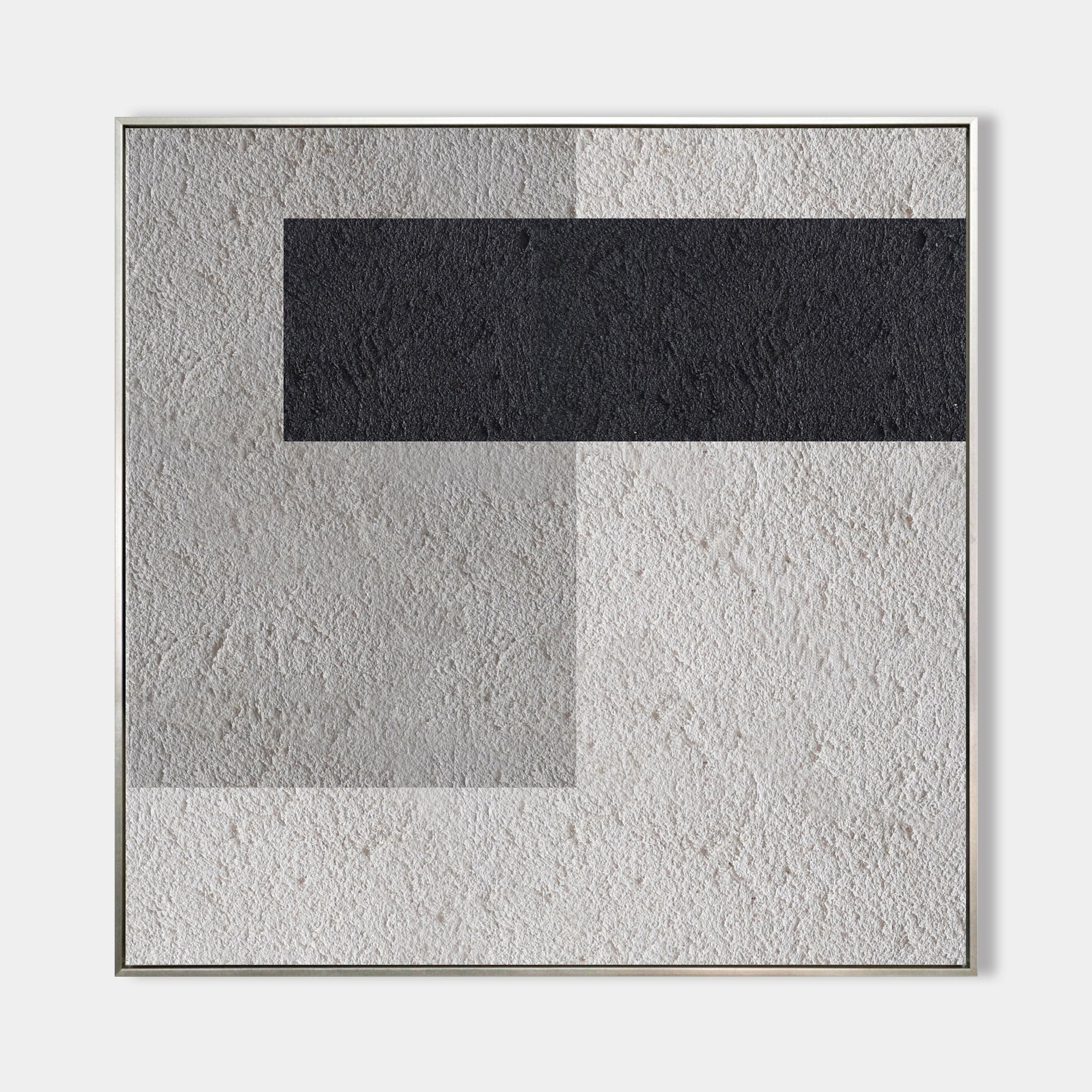 Original hand painted charcoal black ash grey geometric oil painting canvas wall art, nordic scandinavian minimalist elegant luxury mod